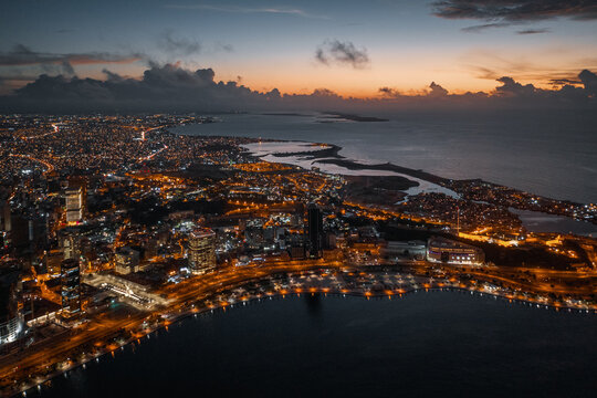 Aerial View of Luanda&rsquo;s Coastline at Dusk