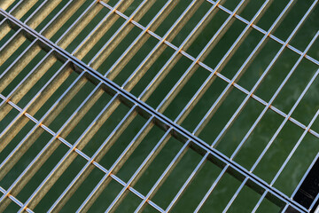 metal floor on the footbridge at the seaside