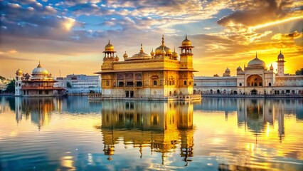 Obraz premium Stunning Golden Temple Picture Gallery Showcasing Majestic Architecture and Serene Reflections in Tranquil Waters