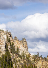 Majestic Rocky Cliff in Yellowstone National Park Landscape