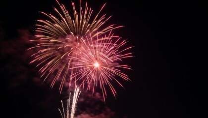 Firework Burst in Dark Midnight Sky Background