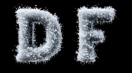 Ice Alphabet Letters D and F. Illustration 3D For inserting text in Copy spaces