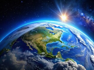 Stunning Photograph of Earth from Space Showcasing Blue Planet, Atmosphere, and Exquisite Natural Beauty in High