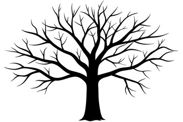 Tree without leaves silhouette | vector silhouette illustration on white background