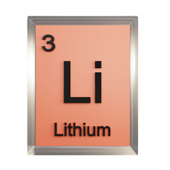 Lithium front - Periodic Table Element, Scientific and Educational Use, Transparent and Translucent...