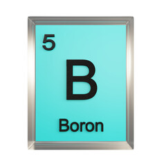 Boron front - Periodic Table Element, Scientific and Educational Use, Transparent and Translucent Design, 3D Render