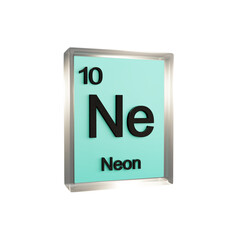 Neon side - Periodic Table Element, Scientific and Educational Use, Transparent and Translucent Design, 3D Render