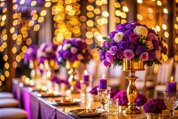 Stunning Purple Gold Wedding Decor Ideas for an Elegant Celebration with Luxurious Touches and Romantic Atmosphere