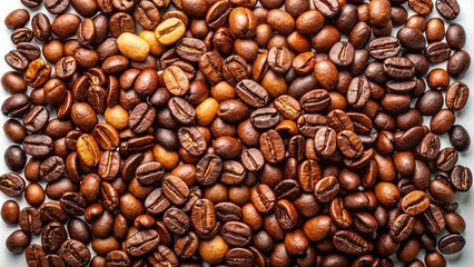 Fototapeta premium Coffee Beans on White Background - High-Quality Stock Photo for Coffee Lovers and Enthusiasts