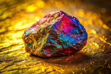 Stunning Rock on Gold Background with Textured Surface for Elegant Design and Artistic Inspiration in Photography