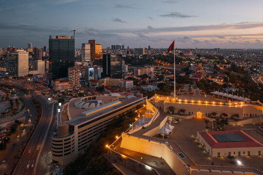Evening Cityscape of Luanda with Fortaleza de S&atilde;o Miguel