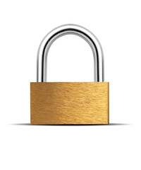 Closed steel padlock, Photography with clipping path in high resolution