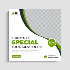 Merry Christmas Food Menu Social Media Instagram post or web Banner Template