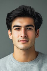 Fototapeta premium Portrait of handsome woman with model face and black hair