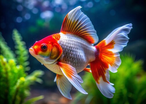 Stunning Tamasaba Goldfish in a Vibrant Aquarium Setting Showcasing Their Unique Color Patterns and Graceful Movements