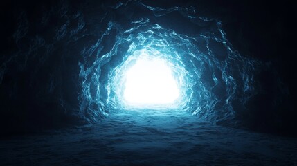 Bright Light at End of Mysterious Cave Entrance