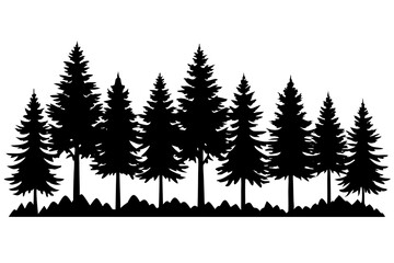 Tree Line Forest Silhouette | vector silhouette illustration on white background