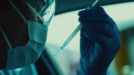 Fototapeta premium Close-up of a Medical Professional Administering Injection 