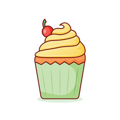 Sweet dessert icon in flat style. Cupcake vector illustration on isolated background. Muffin sign business concept.