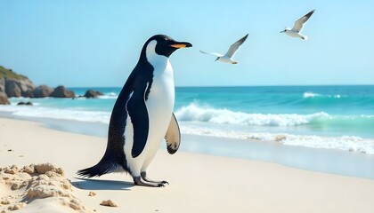 Obraz premium penguin on the beach