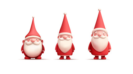 3D set of Santa Claus, Christmas Elves, and Gnomes characters. Funny characters for advertising concepts of Christmas, and New Year holidays. Vector illustration