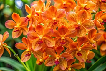 Vibrant Orange Orchids in Bloom: A Stunning Display of Nature's Beauty and Elegance for Home or Office Decor