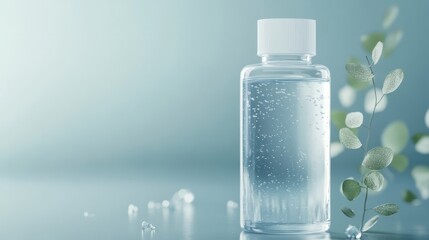 Natural glycerin in a transparent bottle, close-up, with skincare and moisturizing properties concept 