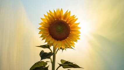 Obraz premium Bright Sunflower with Glowing Sunlight Background.