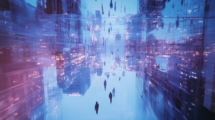 Obraz premium Futuristic Cityscape with Abstract Reflections