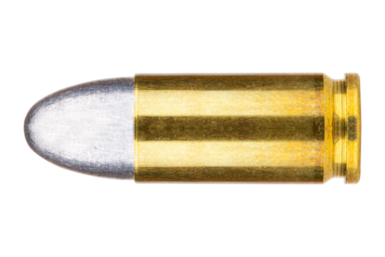 9mm bullet isolated on white background