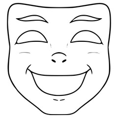 happy mask illustration hand drawn outline vector