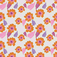 Trendy Artistic floral Beautiful Hand drawn flower seamless pattern brush strokes style. Trendy Graphic Design for Design for fashion , fabric, textile, wallpaper