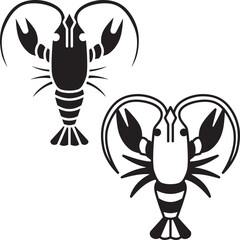 Lobster Silhouette Icon on White Background