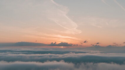Breathtaking Sunrise Over Cloudy Horizon.