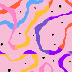Seamless abstract pattern with squiggles and scribbles. Weaved curved lines. Chaotic ink scribbles decorative texture. Messy doodles, wavy and curly lines.