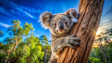 Fototapeta premium Curious Koala in Lush Australian Habitat - Nature Photography