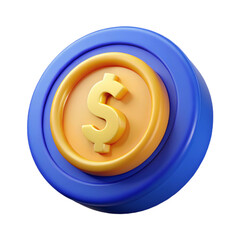 3D Rendered Golden Dollar Coin Icon