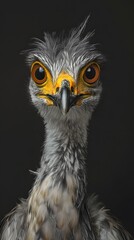 Fototapeta premium Black-legged Seriema Bird in Nature, Realistic Photo, Pattern Background, Wallpaper, Cover and Screen for Smartphone, PC, Laptop, 16:9 and 9:16 Format
