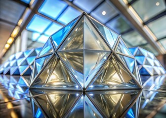 Fototapeta premium Dark Blue Geometric Glass Diamonds - Abstract Loopable Background for 4K Video