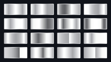 Set of Silver foil texture background. Realistic silver, gradient mesh. High resolution
