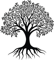 Obraz premium Yggdrasil tree, tree with roots, vector isolated on white background, vector illustration,