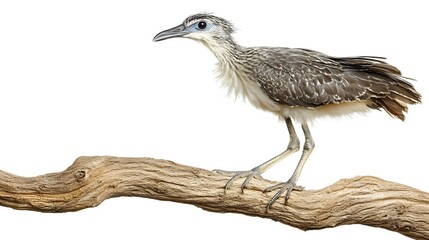 Obraz premium Black-legged Seriema Bird on White Background, Realistic Photo, Standard Background, Wallpaper, Cover and Screen of Smartphone, PC, Laptop, 16:9 and 9:16 Format