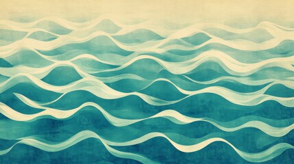 Retro grainy gradient background featuring a seamless texture effect in teal with an abstract wave pattern