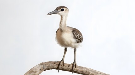 Obraz premium Black-legged Seriema Bird on White Background, Realistic Photo, Standard Background, Wallpaper, Cover and Screen of Smartphone, PC, Laptop, 16:9 and 9:16 Format