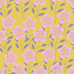 Exotic hand drawn flowers, seamless patterns with floral for fabric, textiles, clothing, wrapping paper, cover, banner, home decor, abstract backgrounds