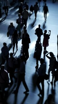 Silhouettes of moving people create an intriguing and captivating visual experience