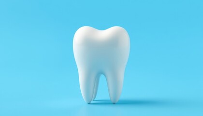 3d tooth model on blue background, dental concept