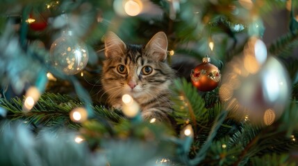 Obraz premium Cat and Christmas