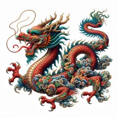 chinese dragon, national symbol of China on white background