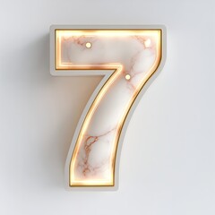 3D number 7 with solrar panel texture realistic modern design, soft lighting, white background 